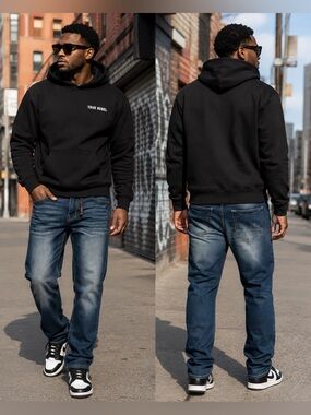 Slim Dark Blue Men's Jeans with Washed Finish